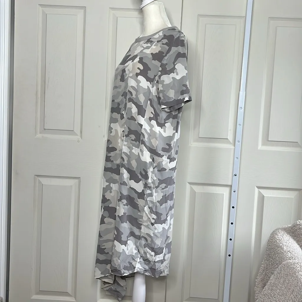 Camouflage Pure Dkny Silk Asymmetrical Tee Short camouflage Dress Sz Small ovrs - Image 3