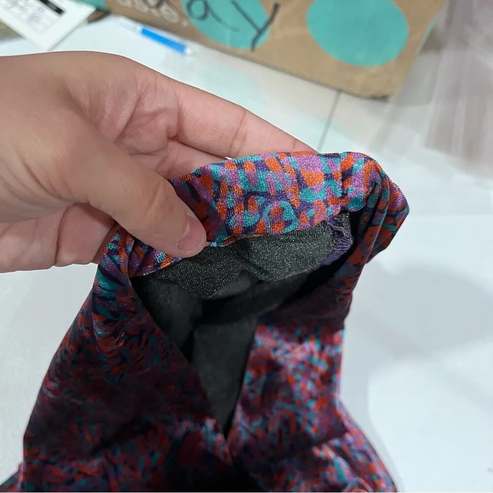 Lili Sidonio Pink Print Velvet Velour Urban Hoodie Kangaroo Pocket Purple Size M - Image 9