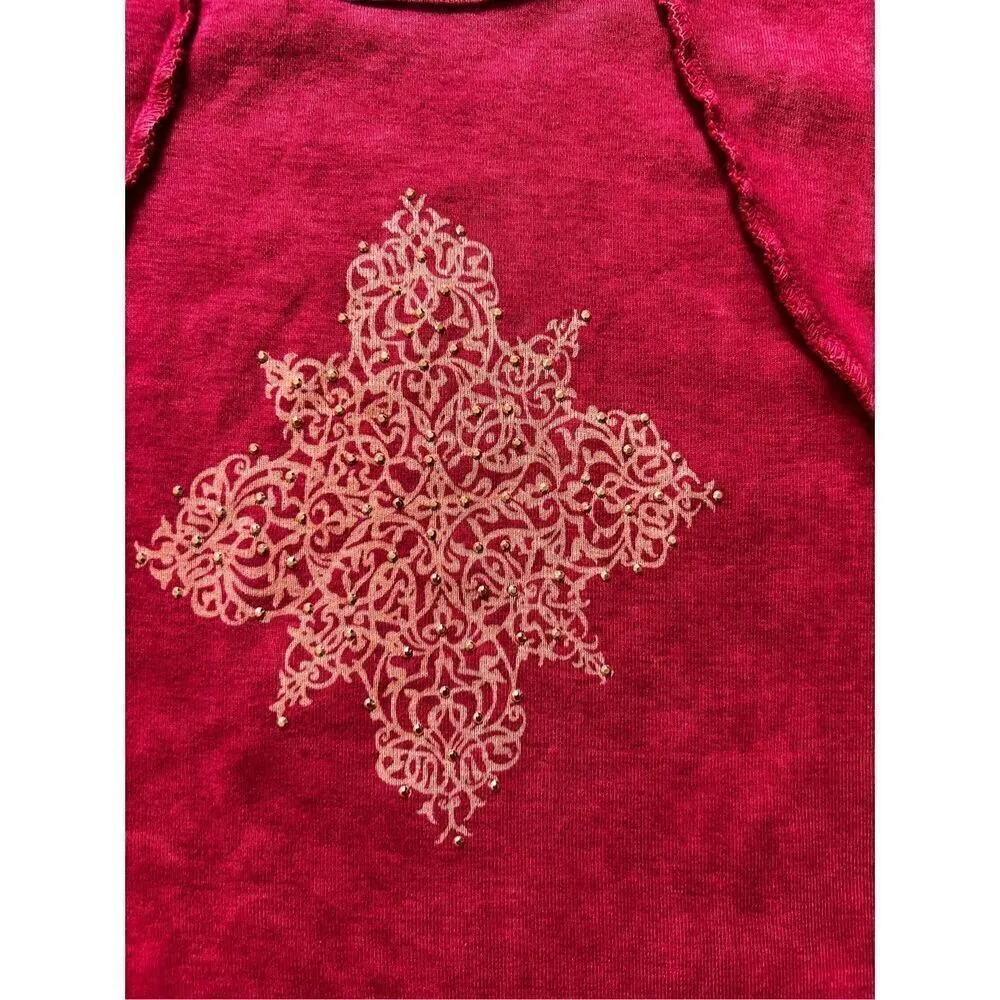 Vintage y2k One World rhinestone long sleeve T-shirt - Image 3