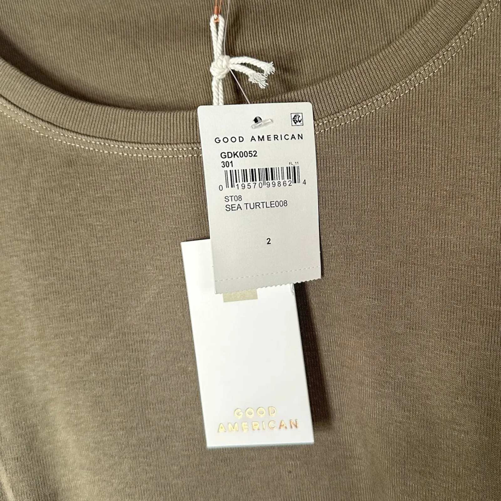 NEW with tags Good American Green Ruched Tank Mini Dress, NWT, Medium, MSRP $119 - Image 8