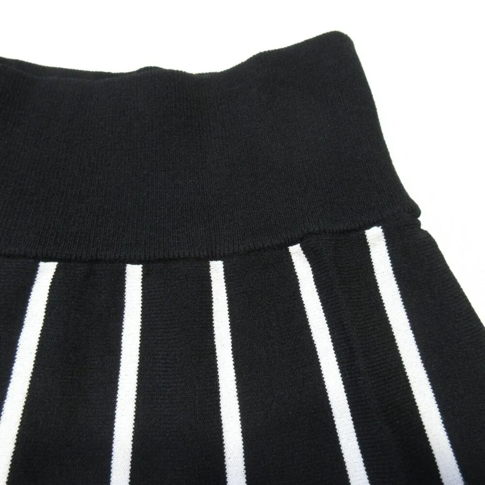 NWT J.Crew A-line Midi in Black Ivory Contrast Piping Striped Sweater Skirt XS - Image 3