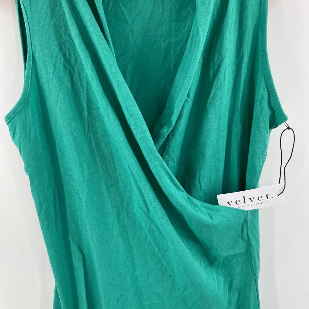 VELVET by GRAHAM & SPENCER Tank Top Size Small Adelise Faux Wrap Tile Collar NWT Green - Image 10