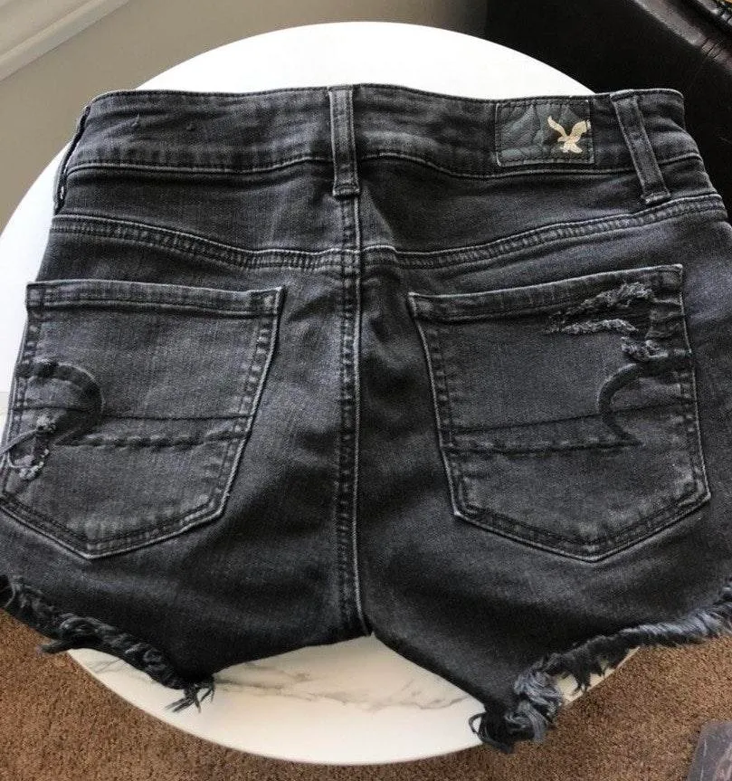 Black Denim Shorts Size 0 - Image 2