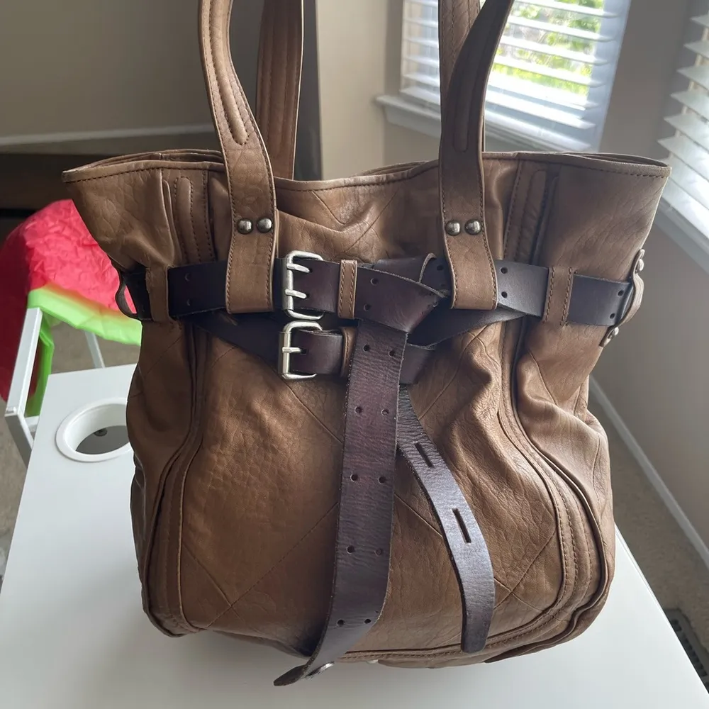 REVEL delancey belted two tone leather tote handbag purse shoulder bag $348 - Image 3