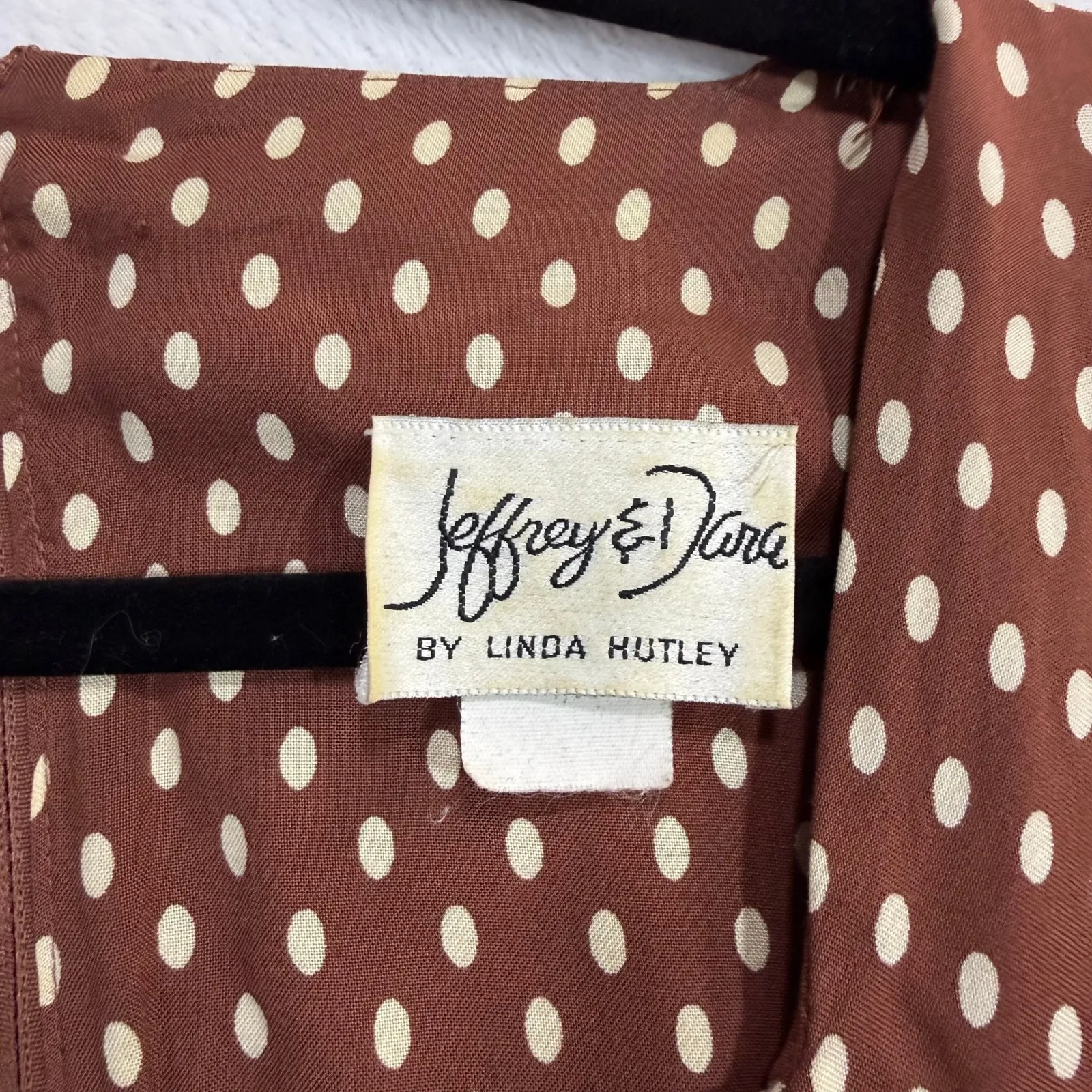 Vintage Jeffrey & Dara 10 Brown Polka Dot Midi Dress Classic Swing Bib Pleated - Image 5