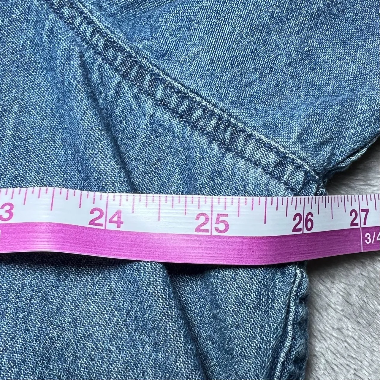 Vintage Christmas Denim Button Up Shirt Womens 2X‎ Blue Holiday Embroidered Snow - Image 9