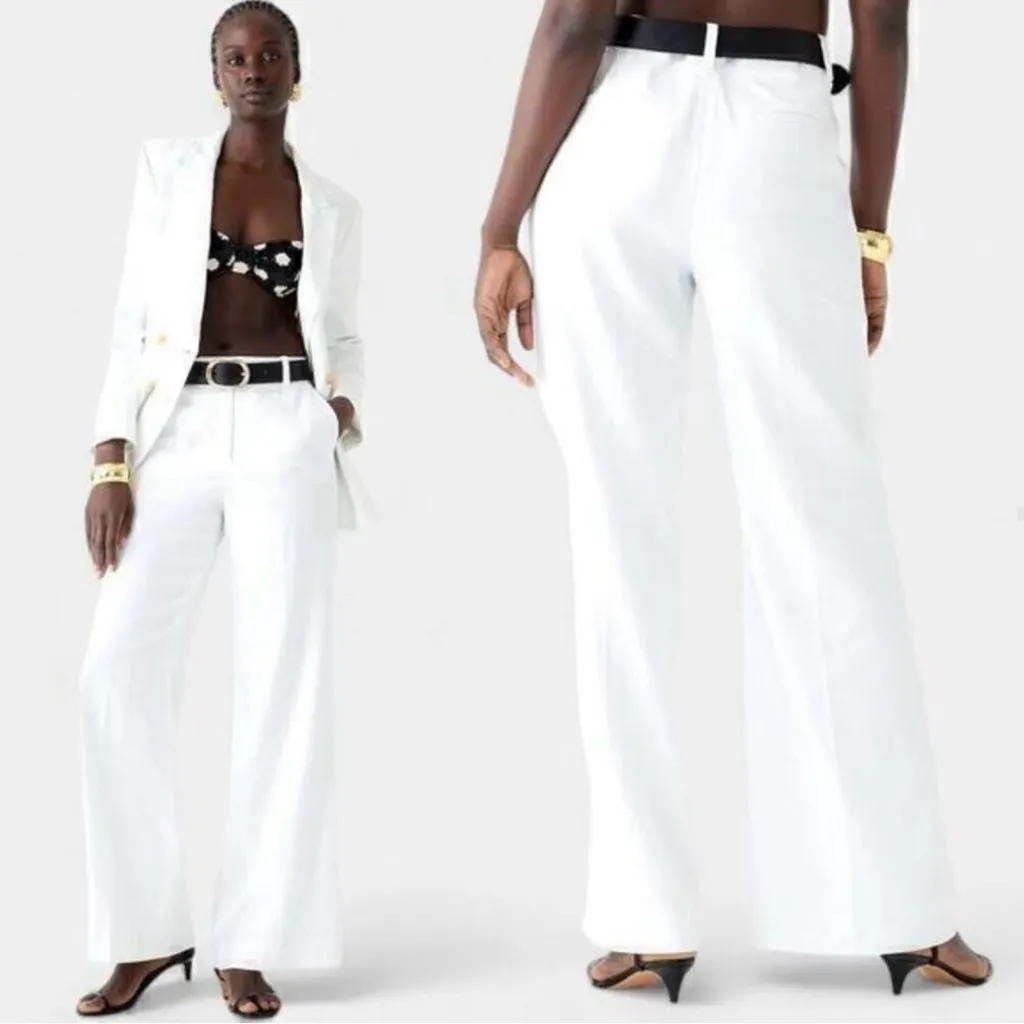 NWT J. Crew Carolina Flare Pant Stretch Linen Blend White - Image 2
