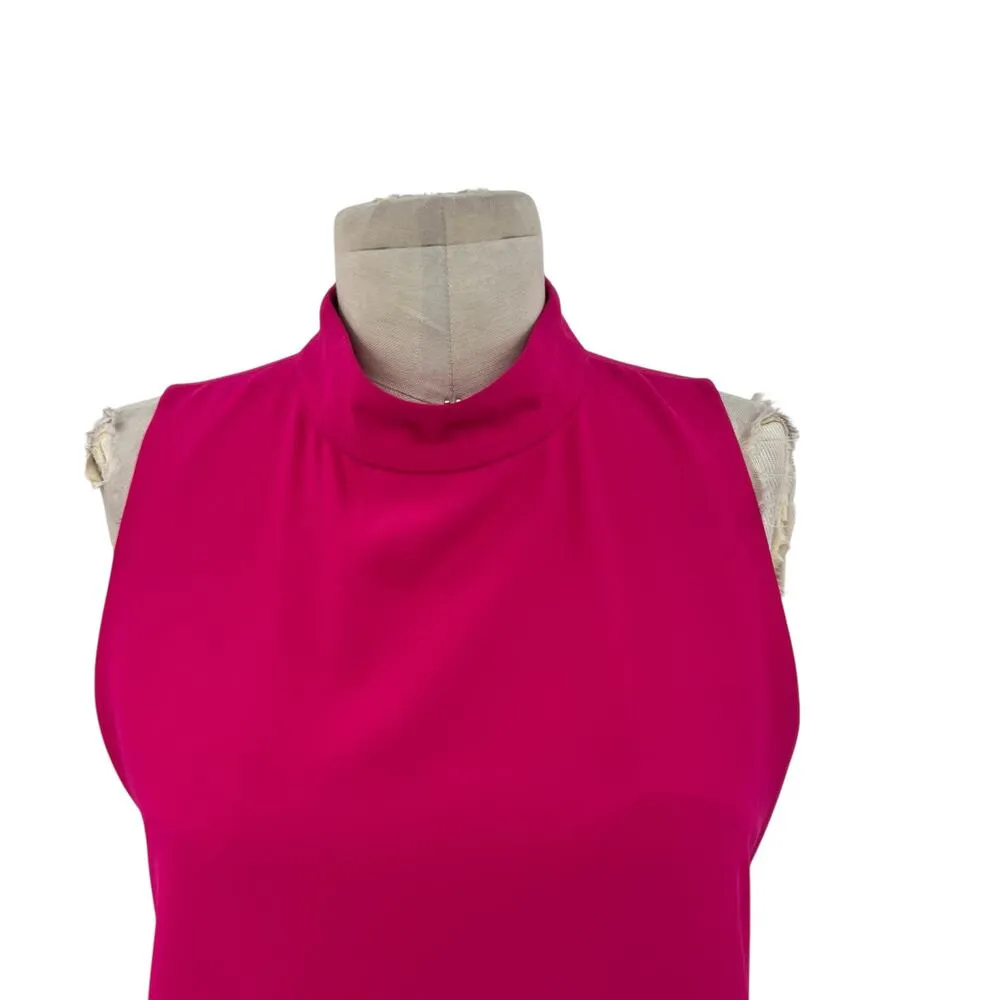 Alice + Olivia  Mini Dress‎ Mock Neck Cut-Out Back Zipper Hot Pink Size Medium - Image 3