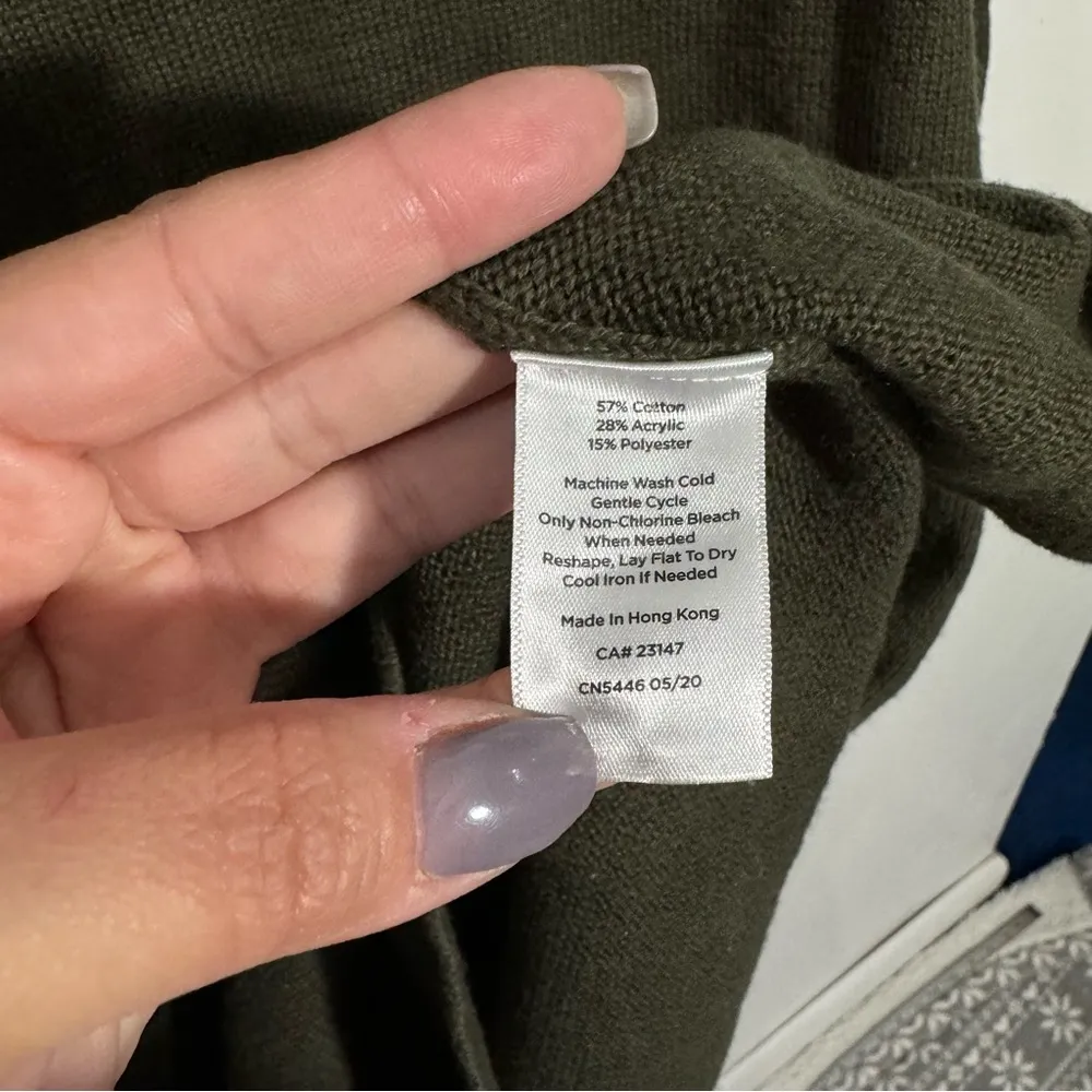 NWT Talbots Pointelle Detail Olive Green Sweater Sheath Dress Knee Length Size M - Image 6