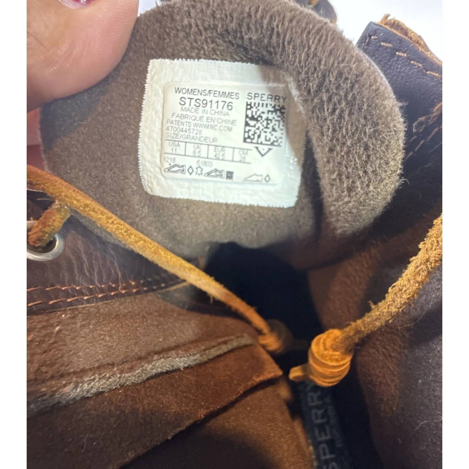 Sperry Womens Duck Boot Brown Rain Booties Warm Microfleece Rawhide Lace Up 11 - Image 9