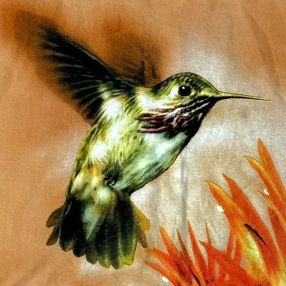 Vintage Y2K The Mountain Peach Tie Dye Hummingbird Tee T-Shirt AOP 2005 Large - Image 5