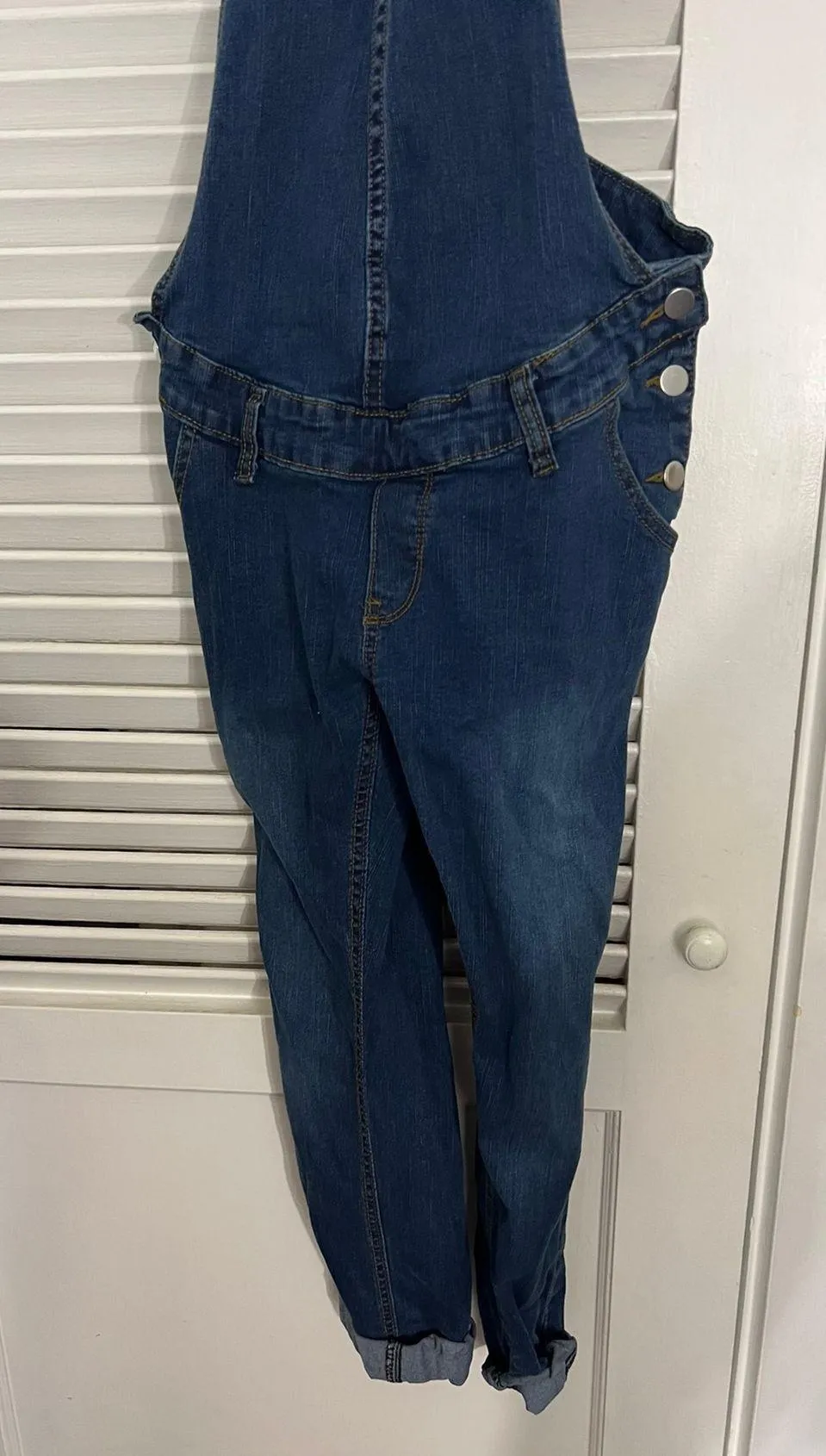 Maacie SM Adjustable Clip On Strap Dark Denim Overalls Blue - Image 4