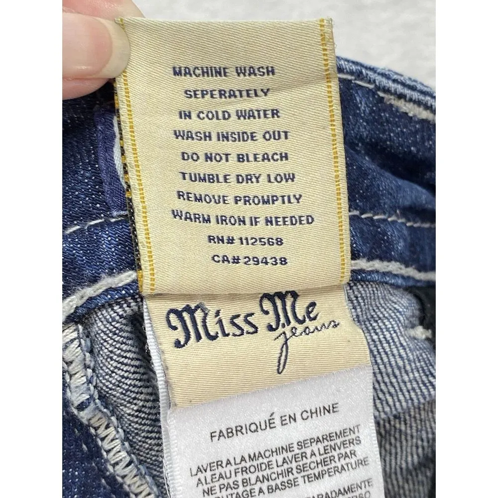 Miss Me Jeans‎ Womens Sz 29 straight medium Denim Embellished flap Pocket-hemmed - Image 12
