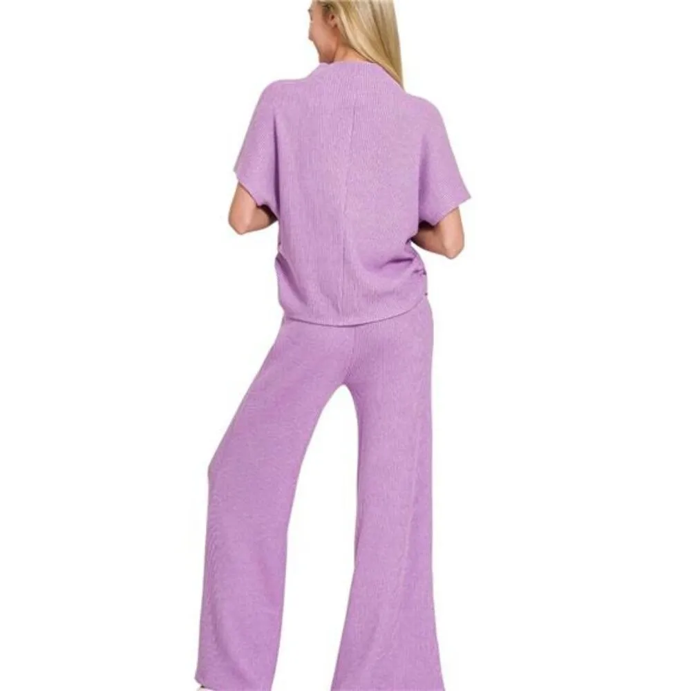 Zenana Sweater Mock Neck Top & Long Pants Set - Image 2