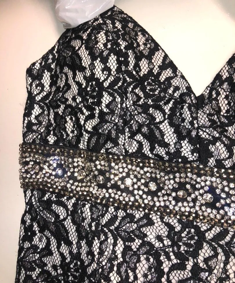 Black/White Lace prom dress Black Size 4 - Image 4