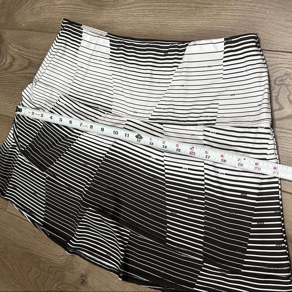 Lucky In Love 16" Long Tennis Skirt Skort Black White Stripe Size XL - Image 10