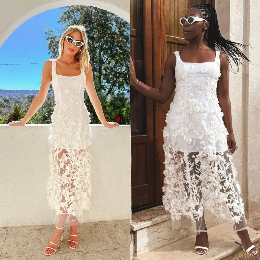 NEW NWOT Show Me Your Mumu Stephanie Dress White 3D Floral Embroidery - Image 2