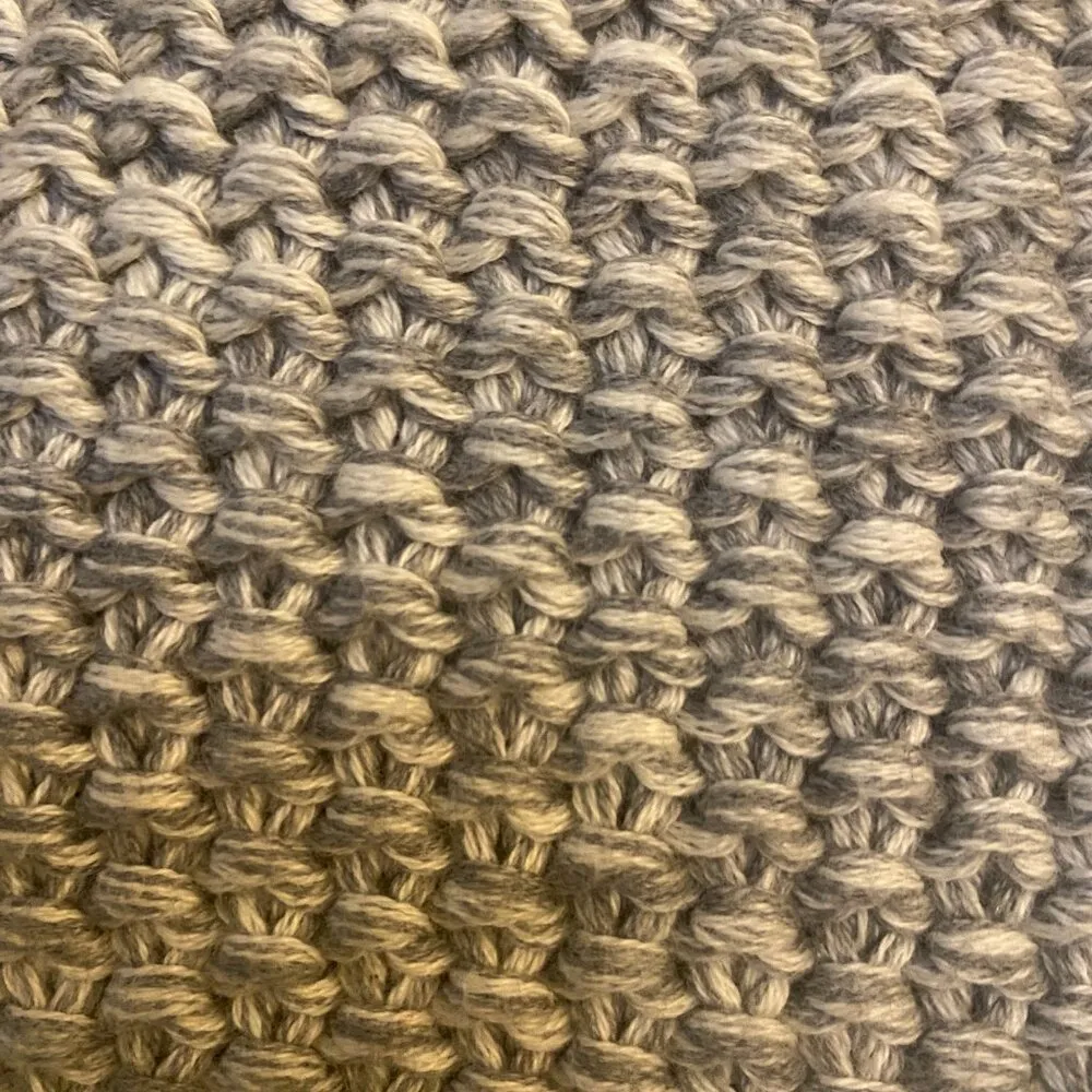 Darzzi womens light gray chunky yarn crochet bag clutch purse pouch leather trim - Image 5