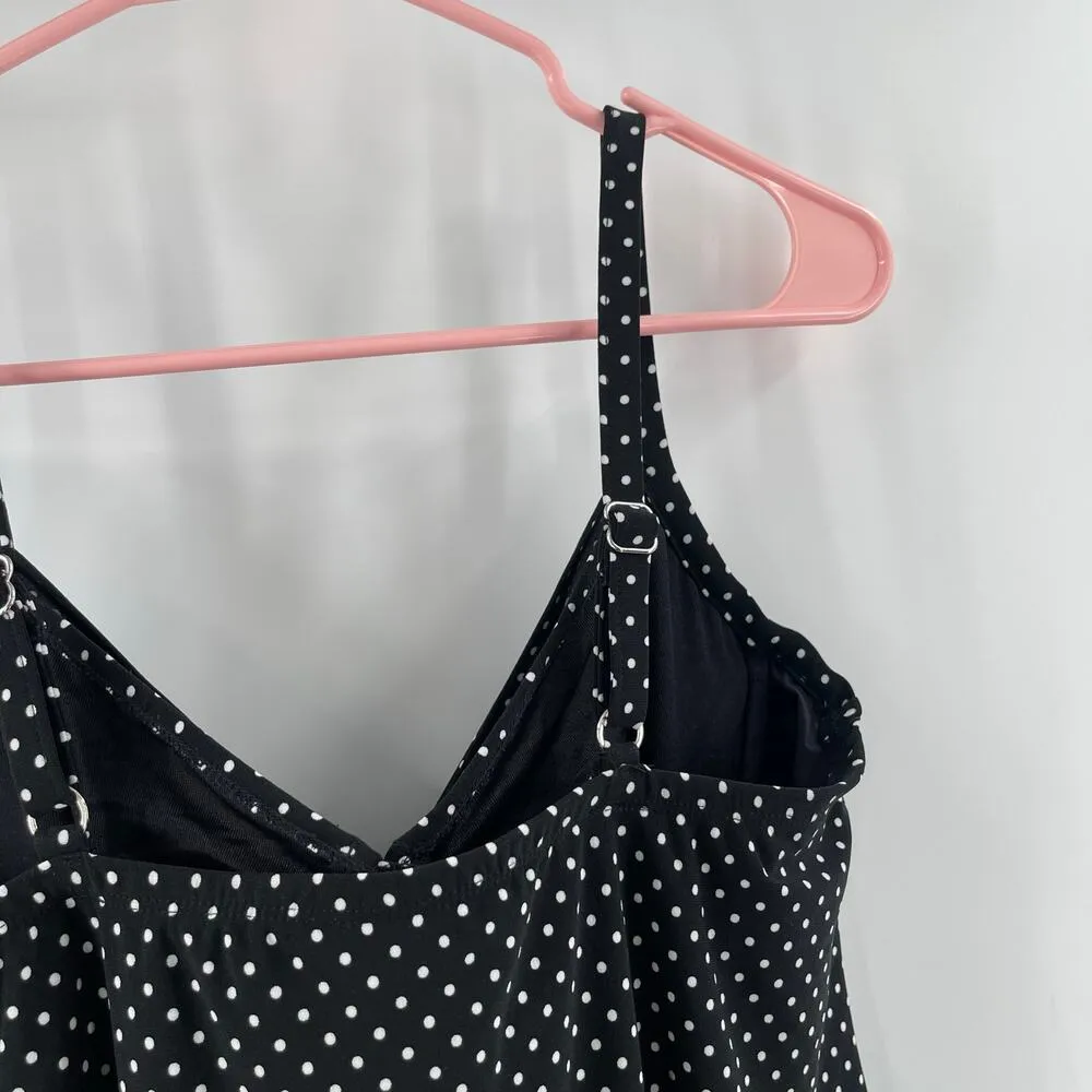 Miraclesuit Tankini Top Size 12 Pin Point Love Knot Black White Polka Dot NWT - Image 16
