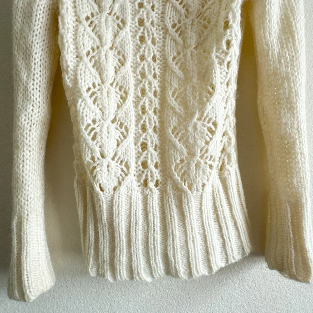 Bebe Cream Y2K Mohair Blend Cowl Neck Sweater Small - Image 4