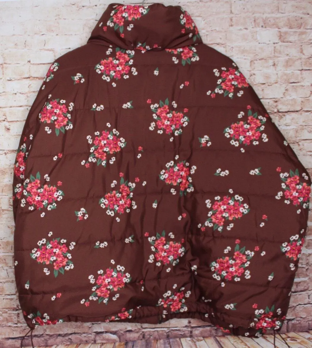 | Brown Floral Puffer Coat - Image 3
