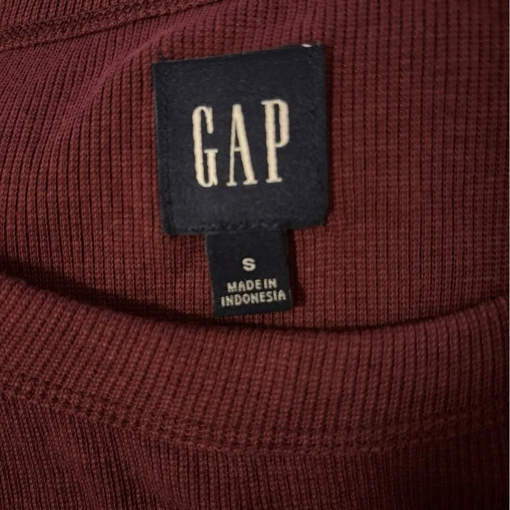 Gap Size S Puff Sleeve Tiered Mini Dress Deep Garnet Red Purple Ribbed - Image 4