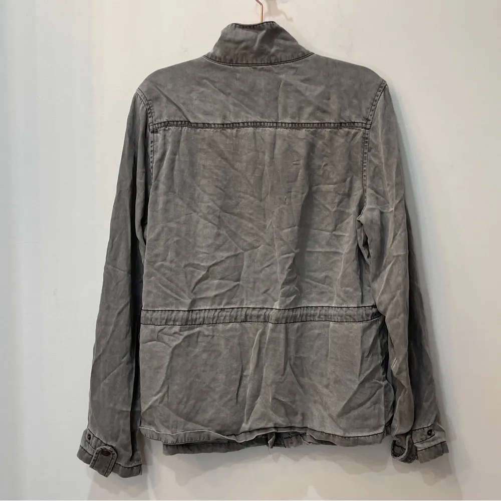 Max Jeans Full Zip & Button distressed gray Cargo Jacket sz medium - Image 4