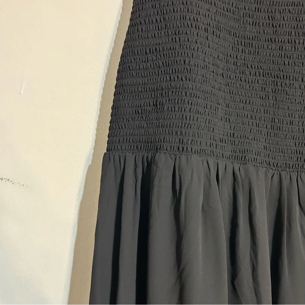 Ann Taylor Smocked Flare Pocket Midi Dress Black Size 6 Holiday Party Cocktail - Image 8