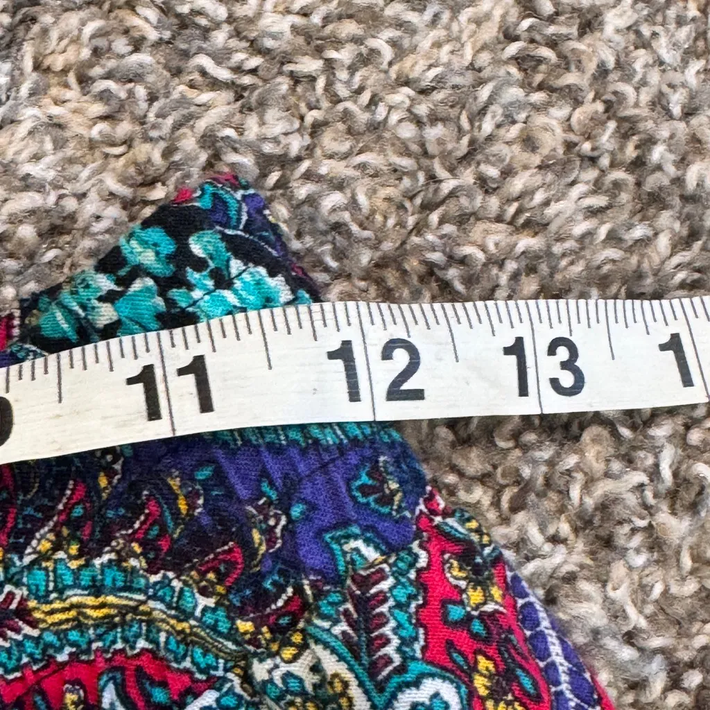 Vintage 1980s Blue Red Paisley Midi Skirt Women 6 Made USA Classic Pull On Retro - Image 3