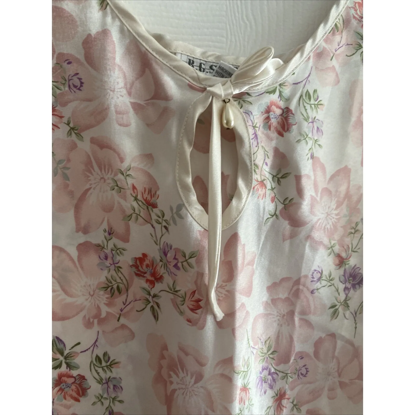 BG Street Vintage Women's Mini Slip Dress Floral Nightgown Large Cottage - Image 3