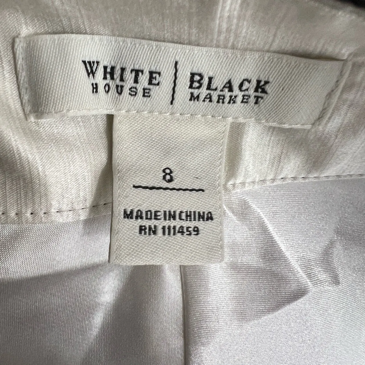 White‎ House Black Market Silk Blend Skirt Cream A-Line Pattered Size 8 - Image 3