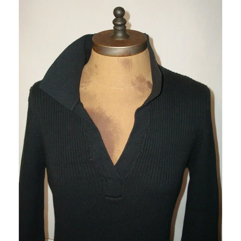 New Womens NWT PrAna M Sweater Dress Organic Cotton Knit Black Acadia Collar - Image 3