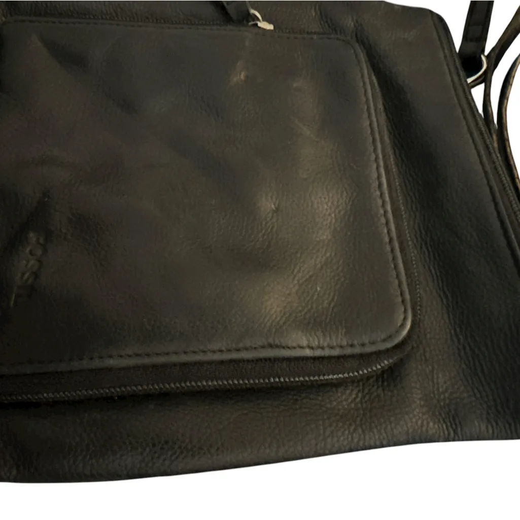 Fossil Black Leather Crossbody Bag Purse - Image 3