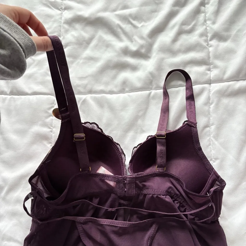 NWT Juicy Couture Intimates Chemise Slip G String Purple Womens Size Medium Sexy - Image 10