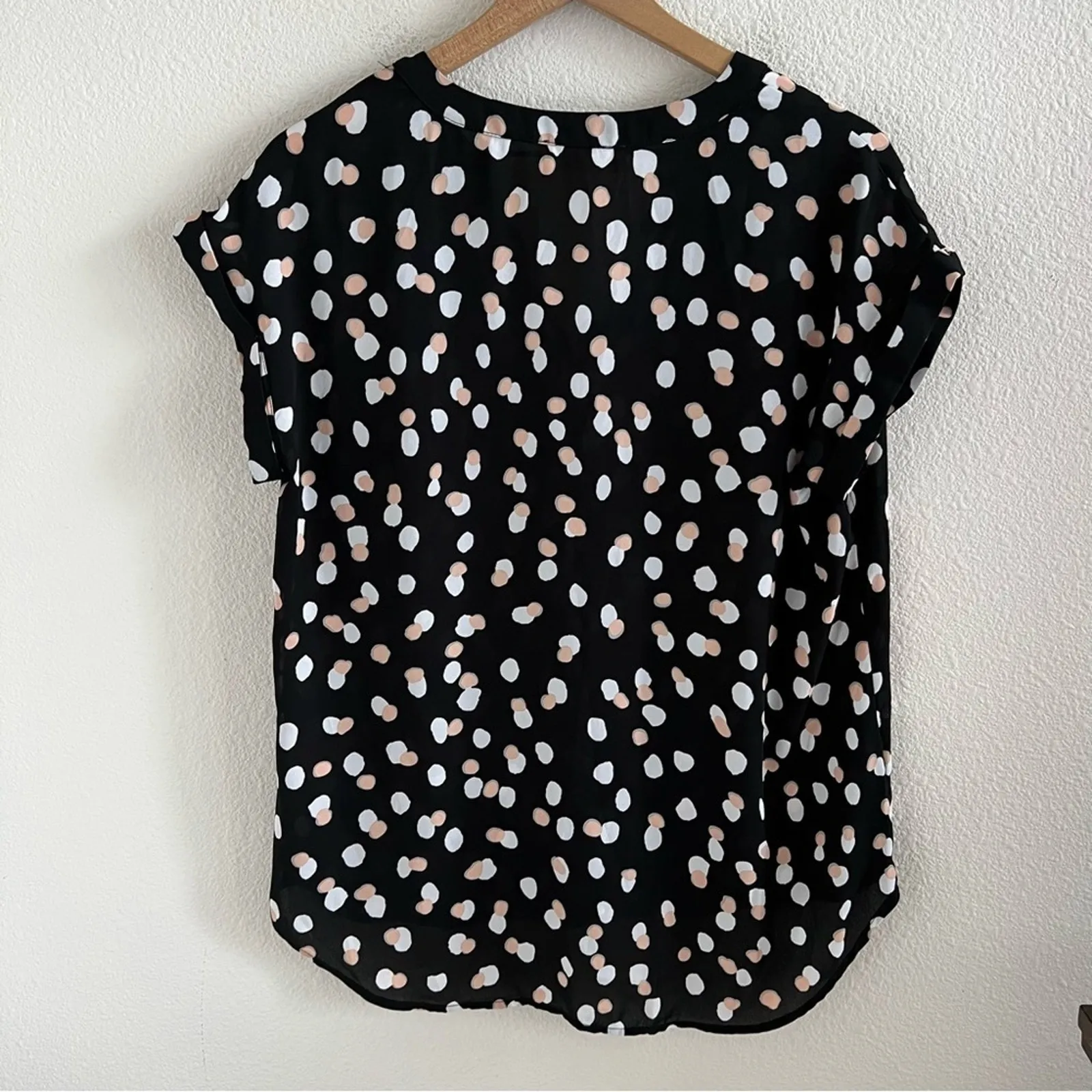 Philosophy V Neck Dotted Pink White V Neck Business Casual Office Work Large - Image 6