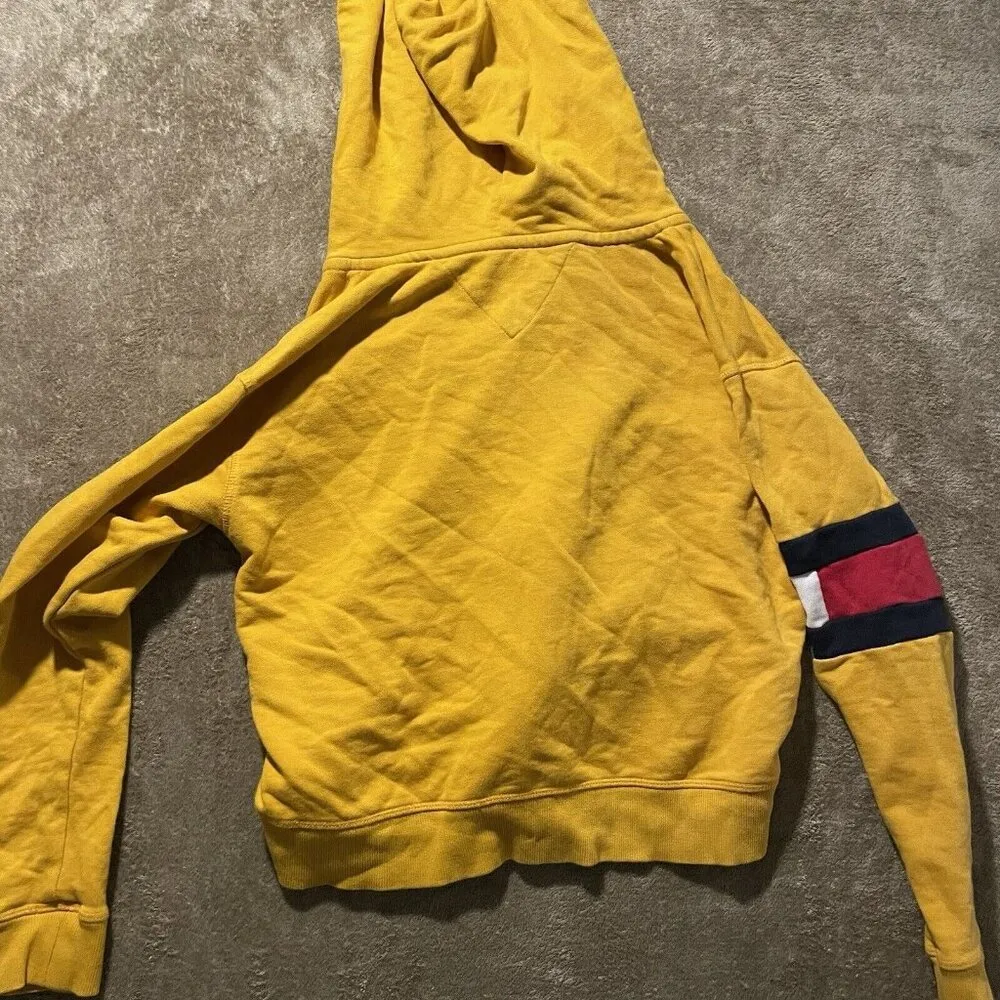 Tommy Hilfiger Jacket Women's Sz Medium Mustard Yellow Full Zip Hooded Y2K 90's - Image 2