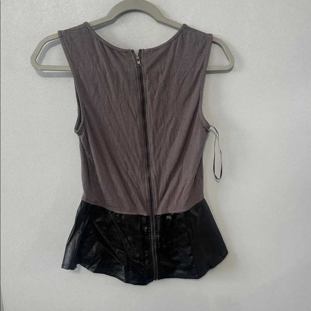 Truly Dear‎ Faux Leather Peplum Top Black - Image 4