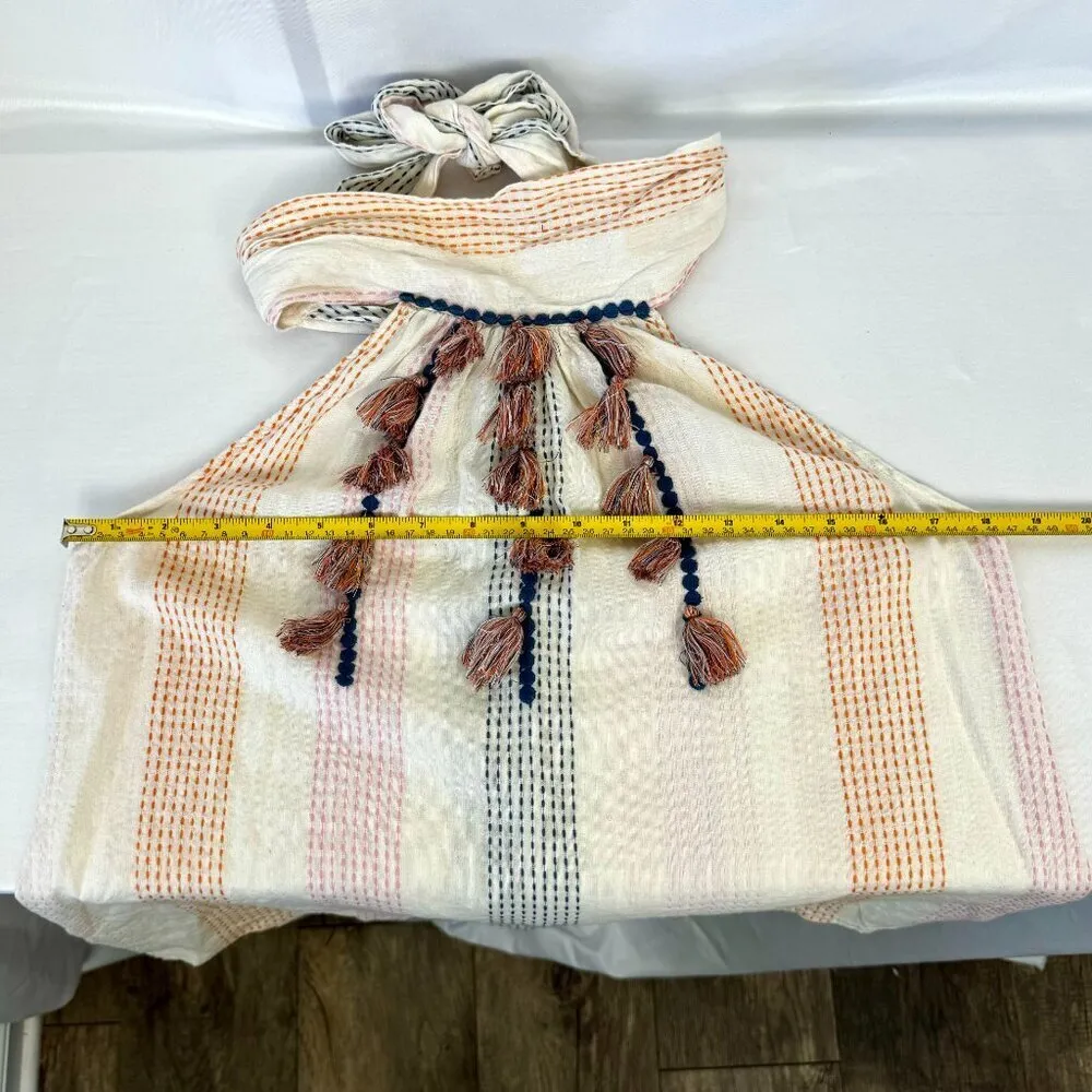 THML Embroidered Tassel Front Button & Tie Back Top Size Small - Image 10