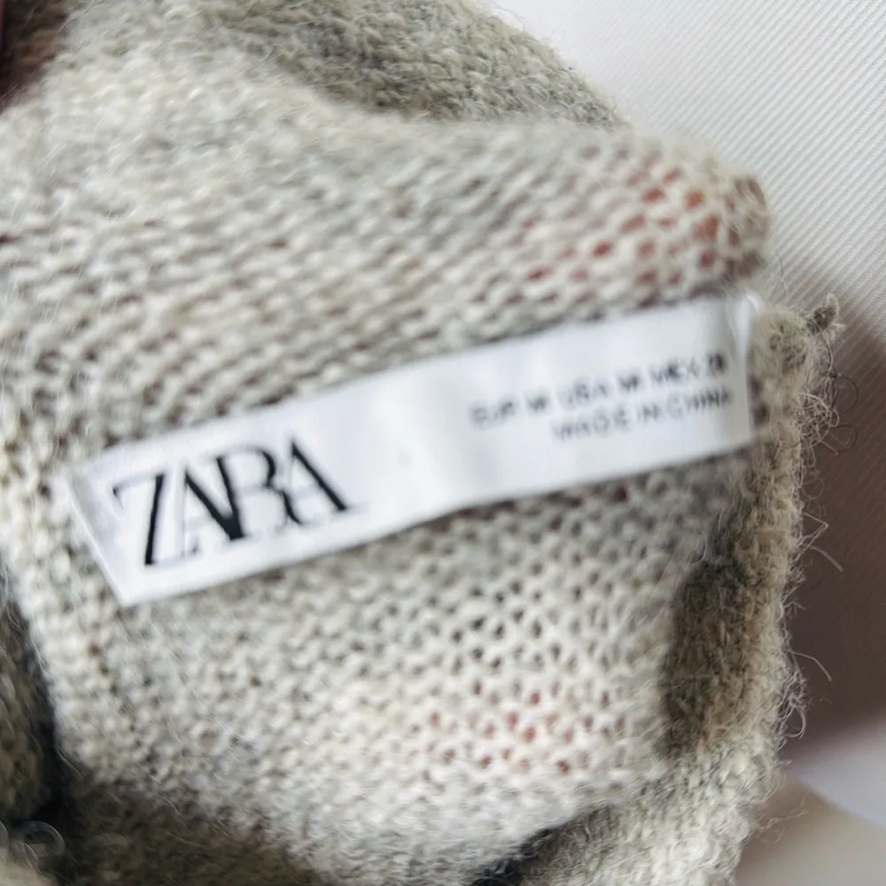 Zara Gray Rhinestone Trim High Neck Sweater Top - Image 4