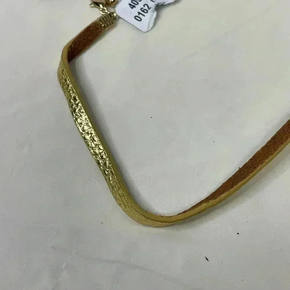 Urban Outfitters Allie leather choker necklace NEW with tags Gold Faux Leather - Image 2