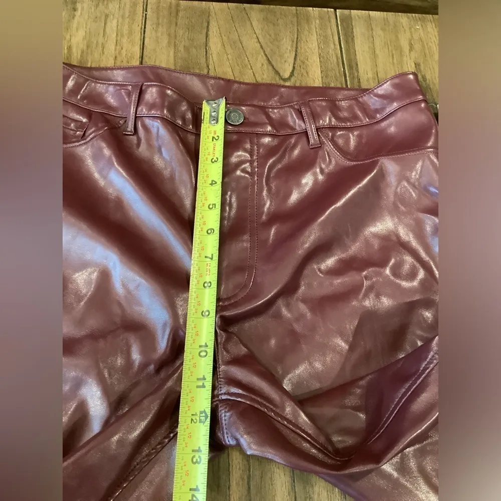 Joie Limited Edition faux leather high rise straight leg Pants 14 burgandy new - Image 7