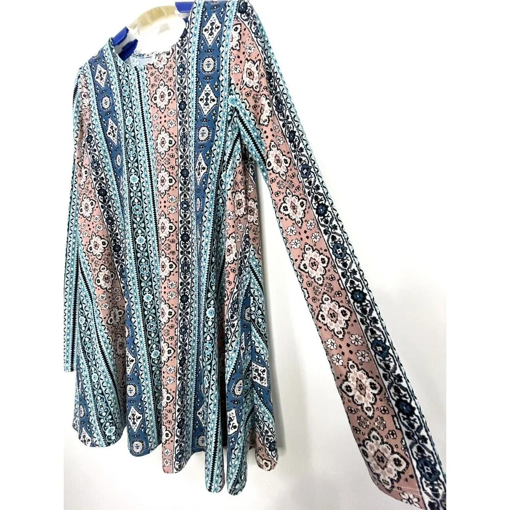 Show Me Your Mumu Tyler Tunic Top Mini Dress Peach Blue Aztec Geometric Size XS - Image 4