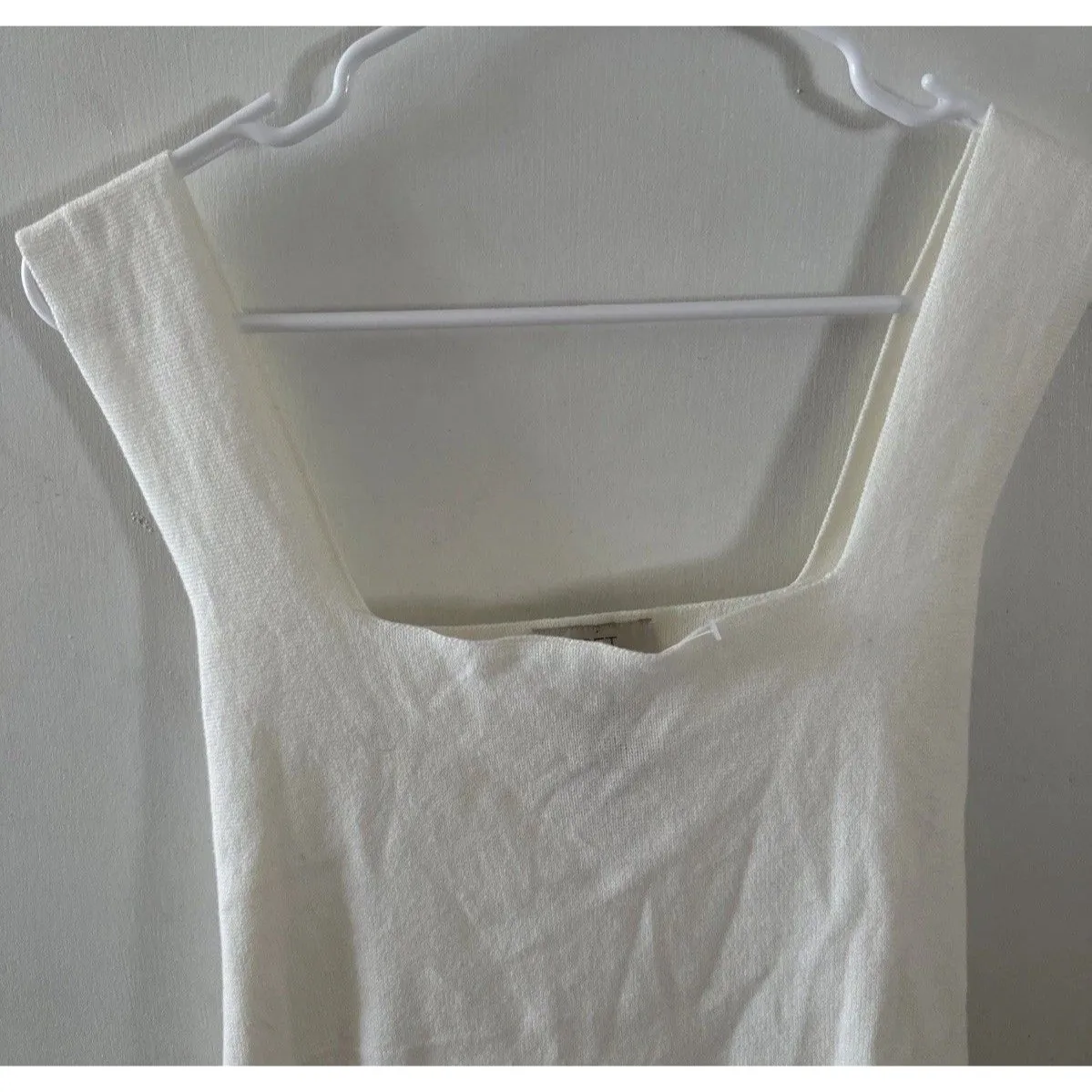NWT Loft Tie Back Cotton Knit Square Neck‎ Tank Top White Medium - Image 2