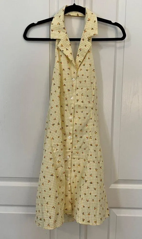 CIDER M Ditsy Lapel Halter Dress Khaki NWT - Image 16