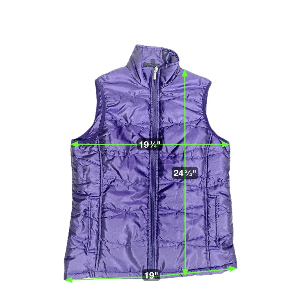 Jane Ashley Iridescent Quilted Puffer Vest Purple Size Small - Image 6