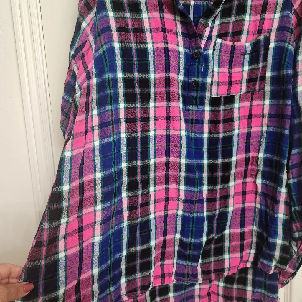 Lane Bryant 16  Colorful Plaid Button-Up Shirt - Image 3