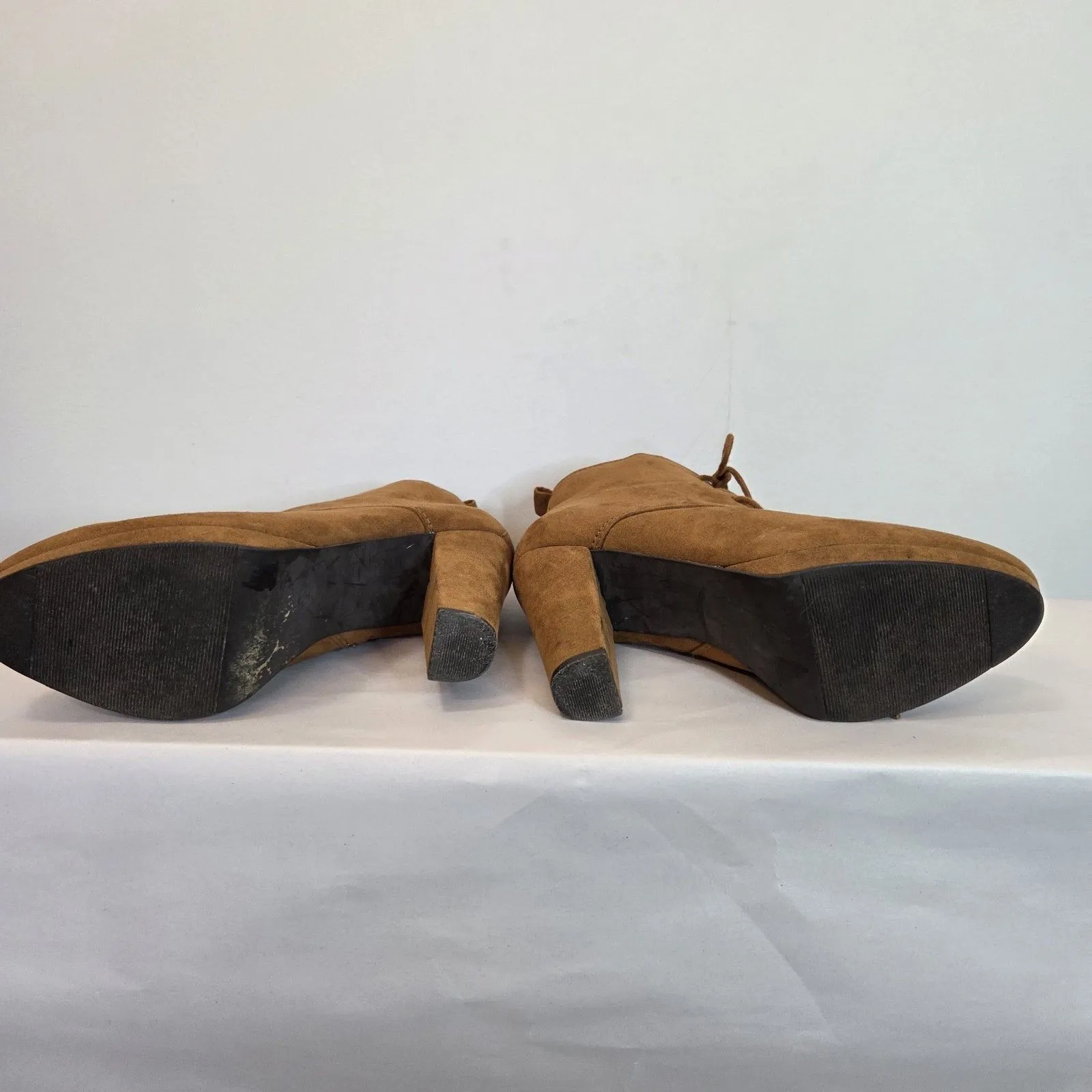 Forever 21 Boots Women’s Brown Faux Suede Ankle Boots Zipper Block Heels 6 - Image 11