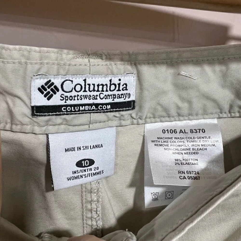 Columbia Women's Straight Leg Capri Pants 100% Cotton Comfort Hiking Beige Sz 10 - Image 7