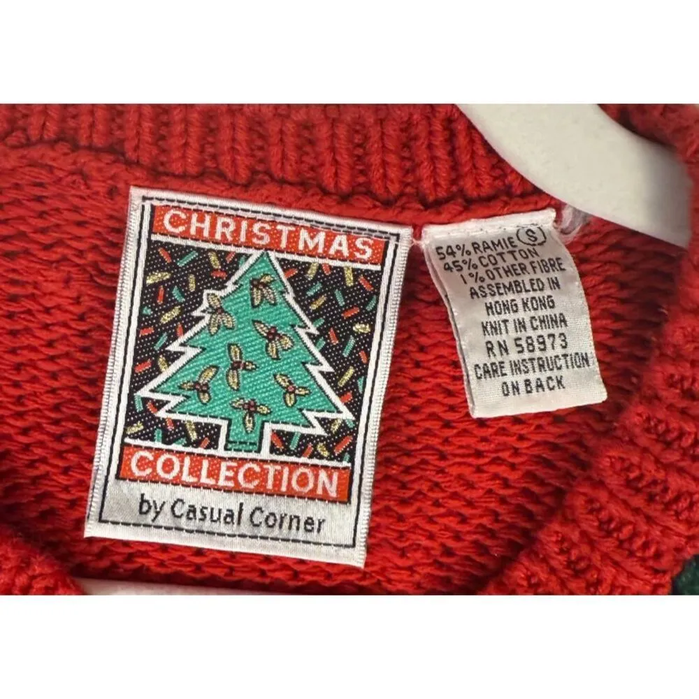 CASUAL CORNER Women's Christmas Cardigan Ugly Sweater Grandamacore Santa Size S‎ Red - Image 3