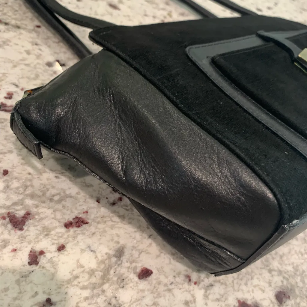 Authentic MaxMara Max Mara‎ black suede leather bag handbag - Image 10